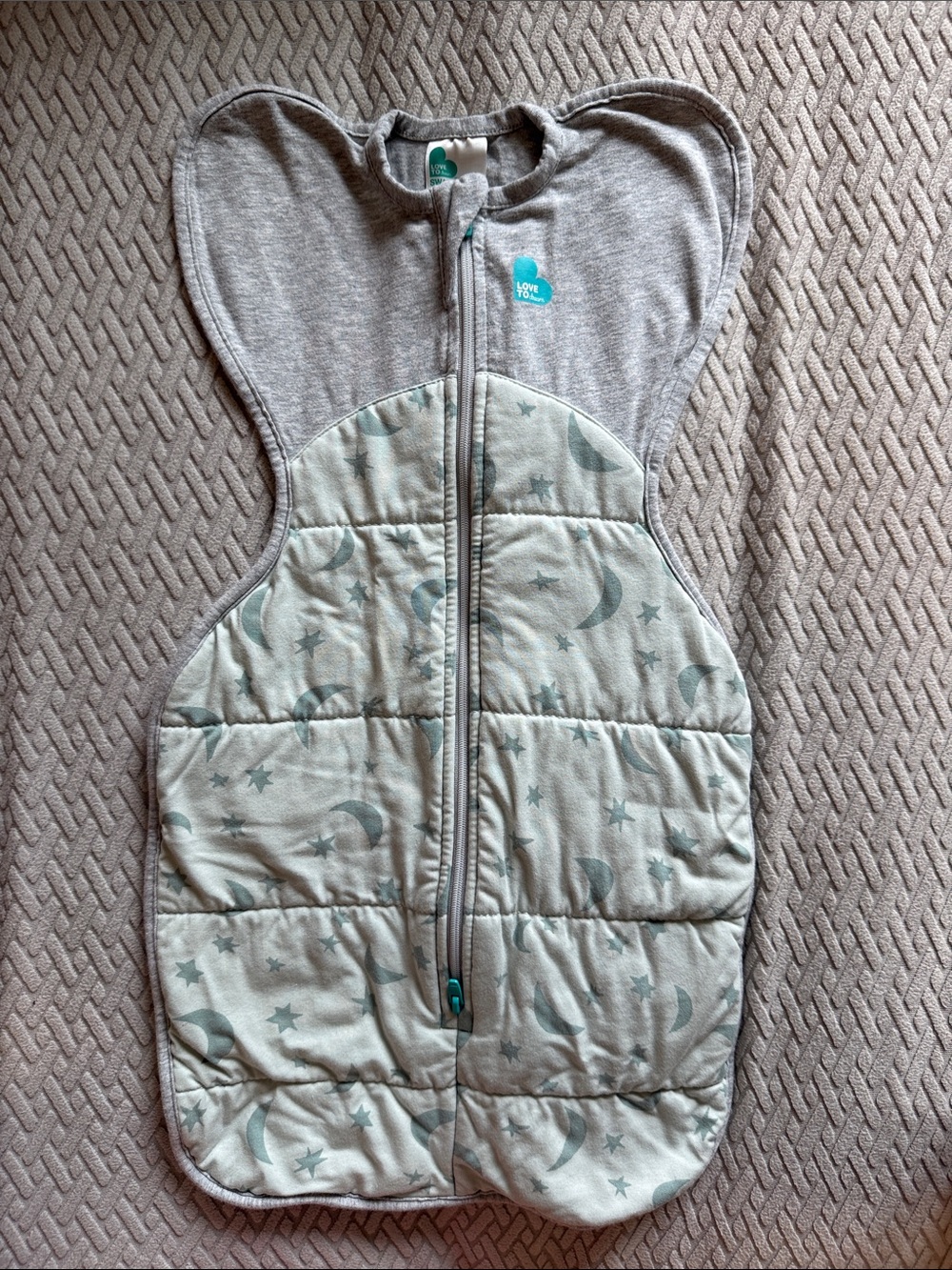 Love to Dream Grey & Mint Moon-Print Swaddle